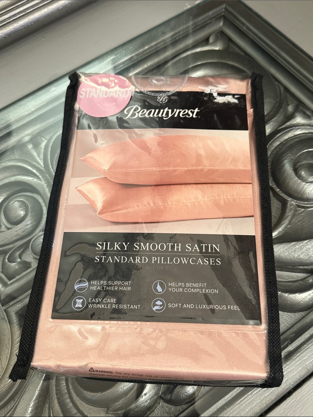 Beautyrest Silky Smooth Satin Standard Pillowcases Pink Rose Smoke